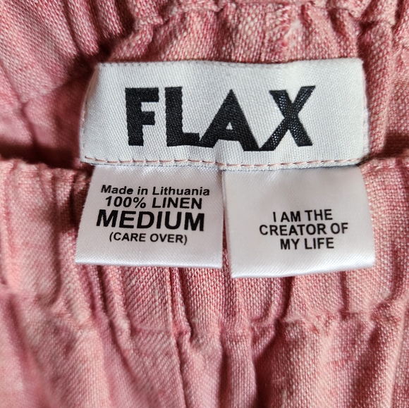 Flax 100% Linen Light Red Pull On Pants Size Medium - Picture 7 of 7